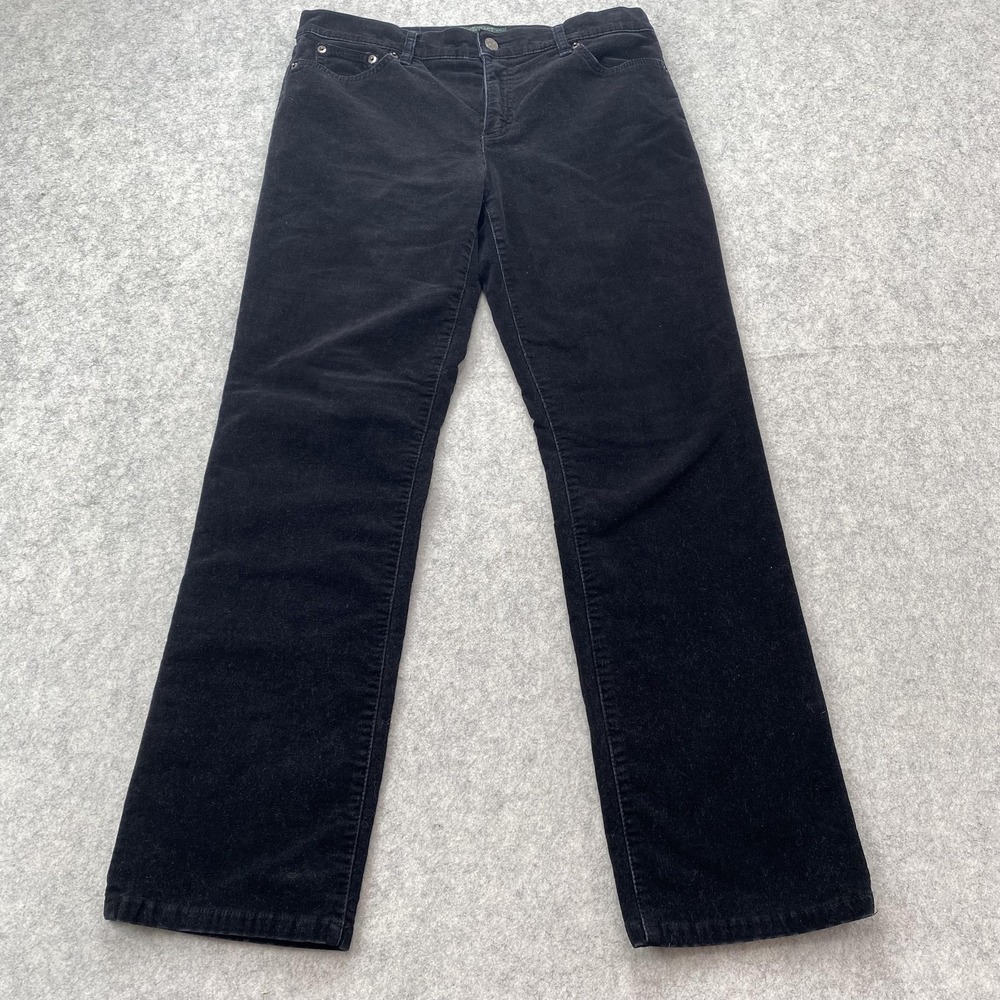 Lauren Ralph Lauren Straight Jeans Womens 8P (31x27) Black Corduroy Mid Rise